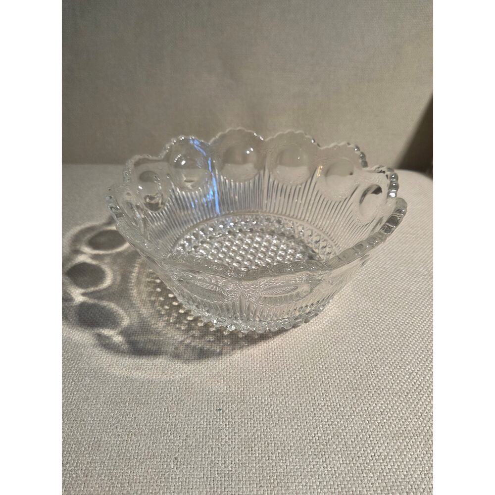 Vintage Bartlett Collins St Genevieve Glass Bowl Manhattan Thumbprint 8.5"